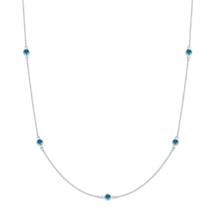 CZ Station Bezel Birthstone Necklace