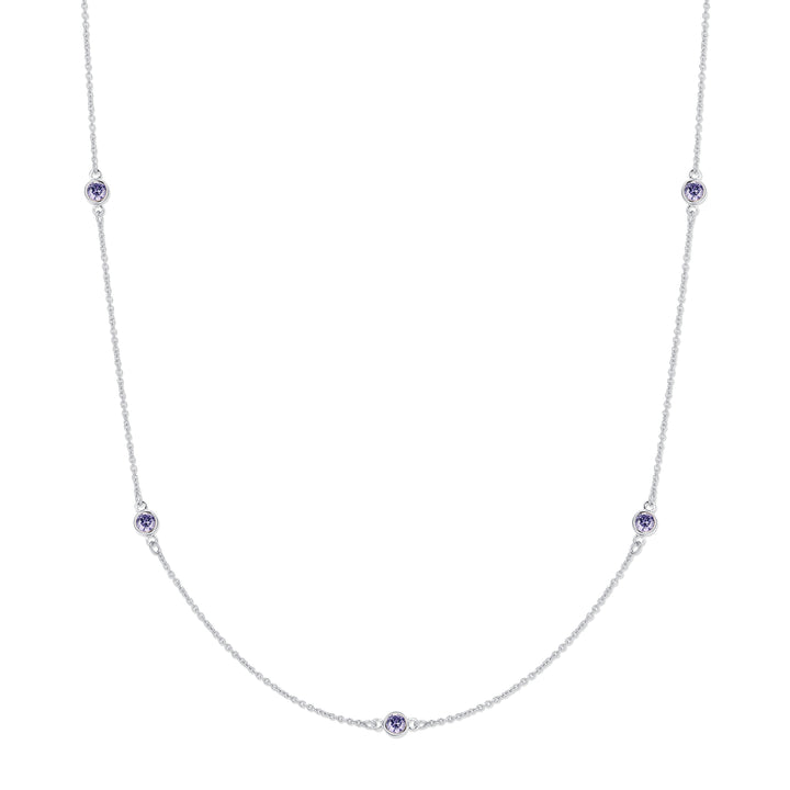 CZ Station Bezel Birthstone Necklace