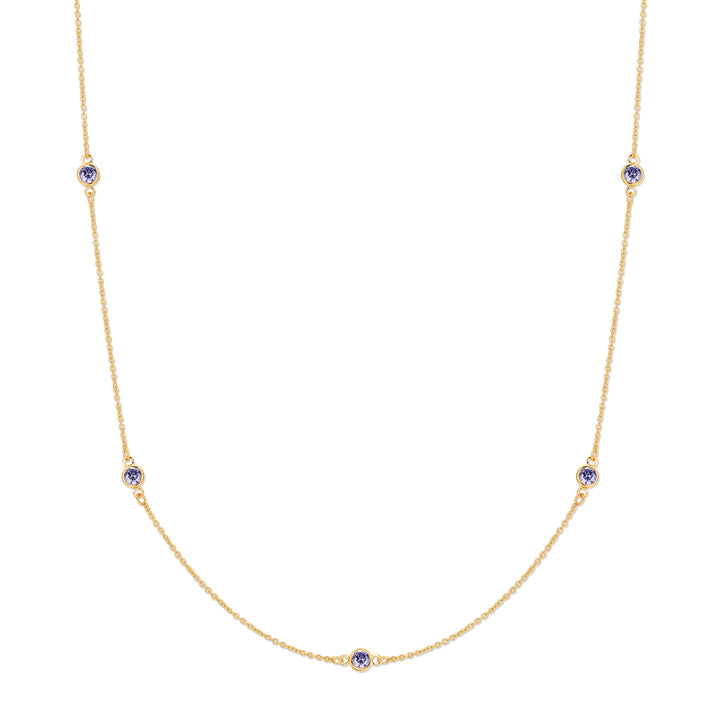 CZ Station Bezel Birthstone Necklace