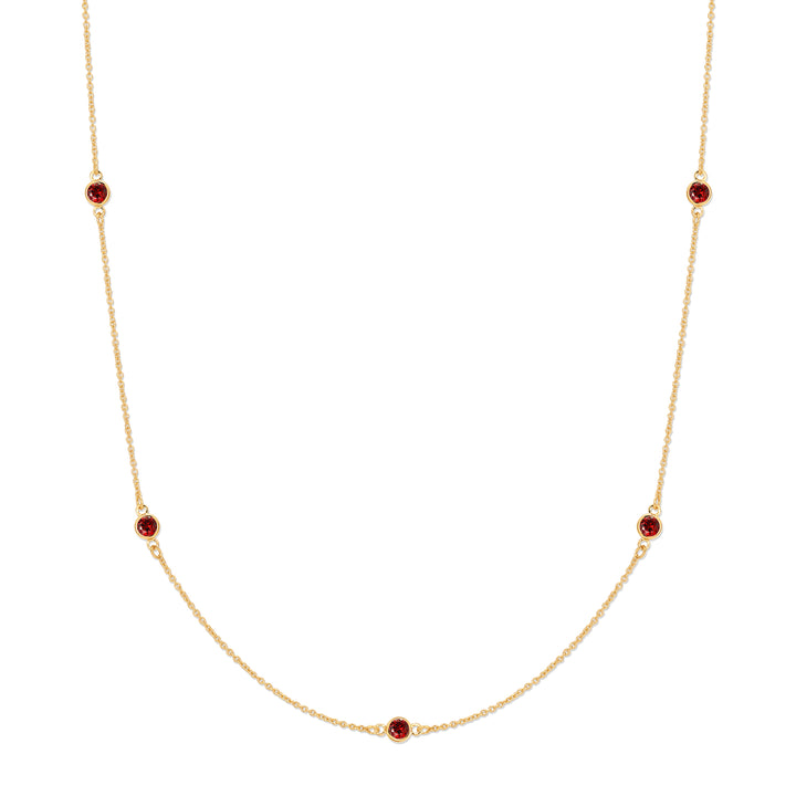 CZ Station Bezel Birthstone Necklace