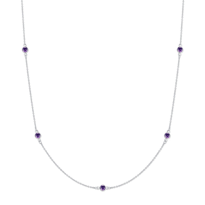 CZ Station Bezel Birthstone Necklace