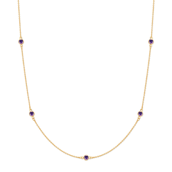 CZ Station Bezel Birthstone Necklace