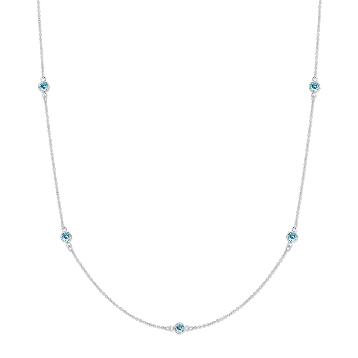 CZ Station Bezel Birthstone Necklace