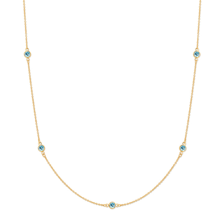 CZ Station Bezel Birthstone Necklace