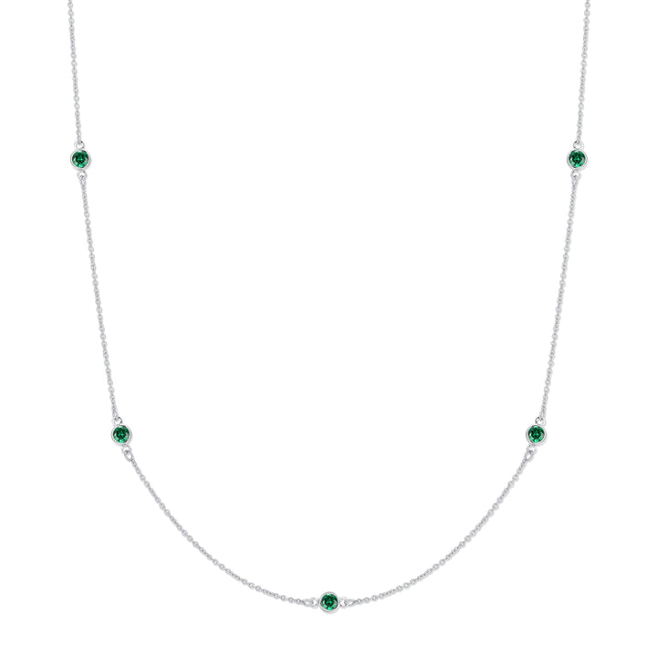 CZ Station Bezel Birthstone Necklace