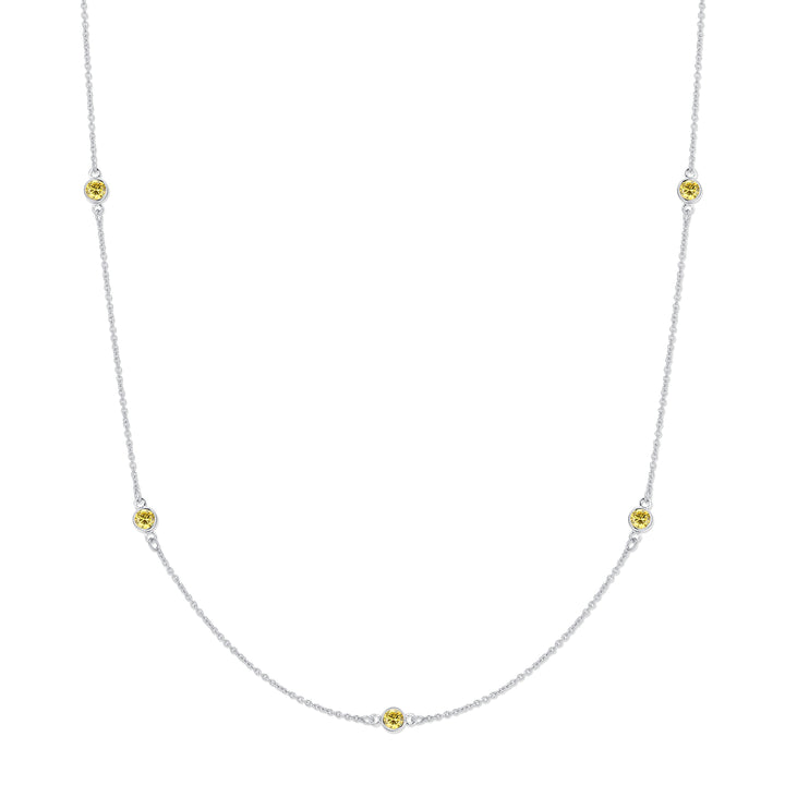 CZ Station Bezel Birthstone Necklace