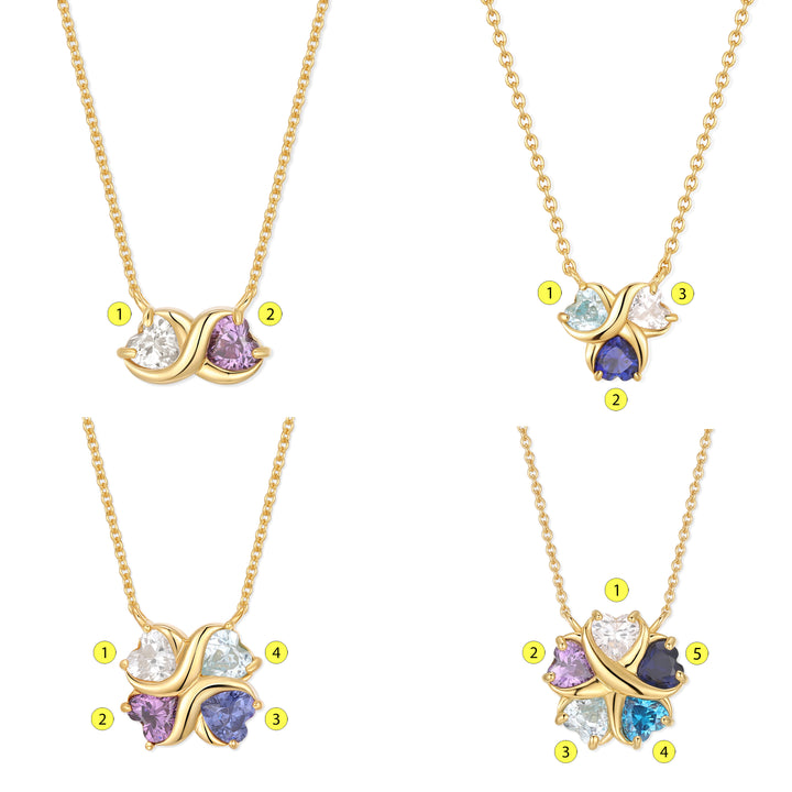 Custom Birthstone Heart Love Necklace