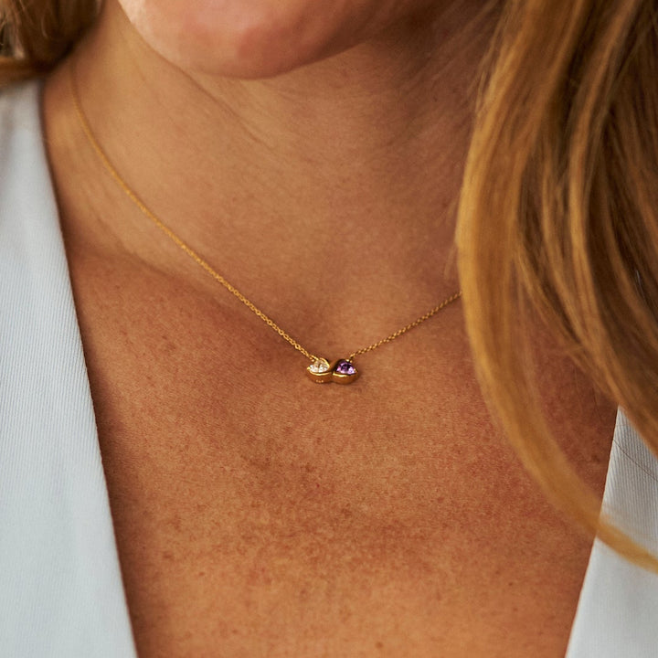 Custom Birthstone Heart Love Necklace