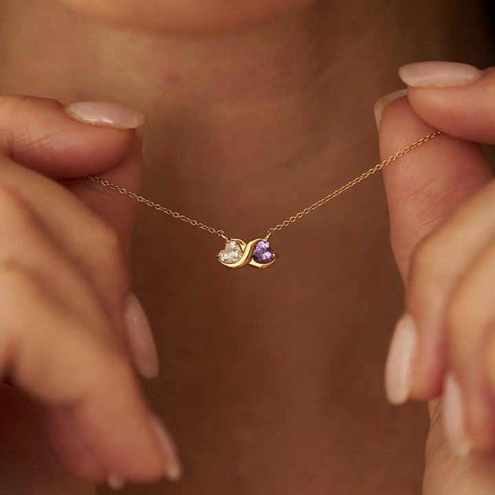 Custom Birthstone Heart Love Necklace
