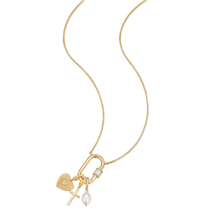 Carabiner Pearl Charm Necklace