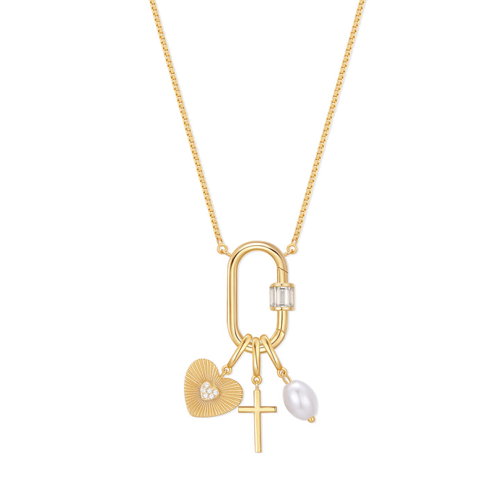 Carabiner Pearl Charm Necklace