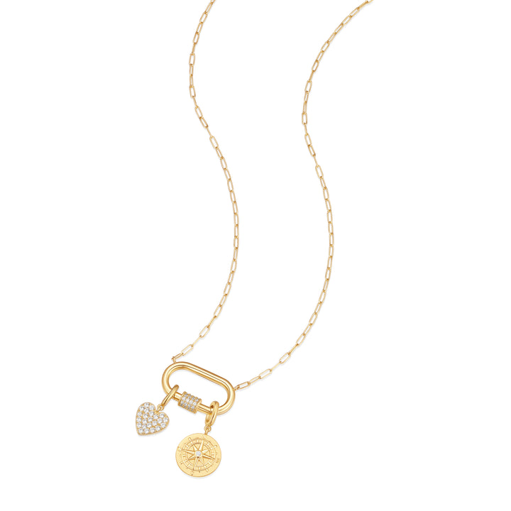 Carabiner Compass Charm Necklace