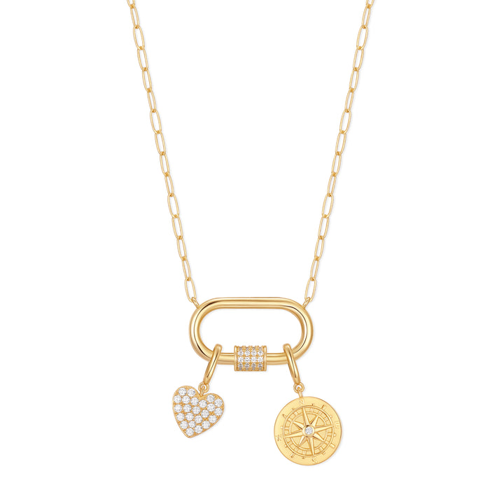 Carabiner Compass Charm Necklace