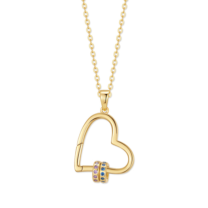 Custom Birthstone Open Heart Necklace