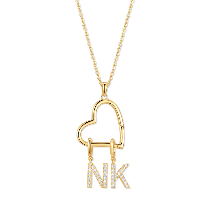 Custom Initial Open Heart Necklace