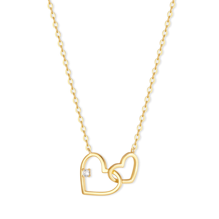 Custom Petite Interlocking Heart Birthstone Necklace