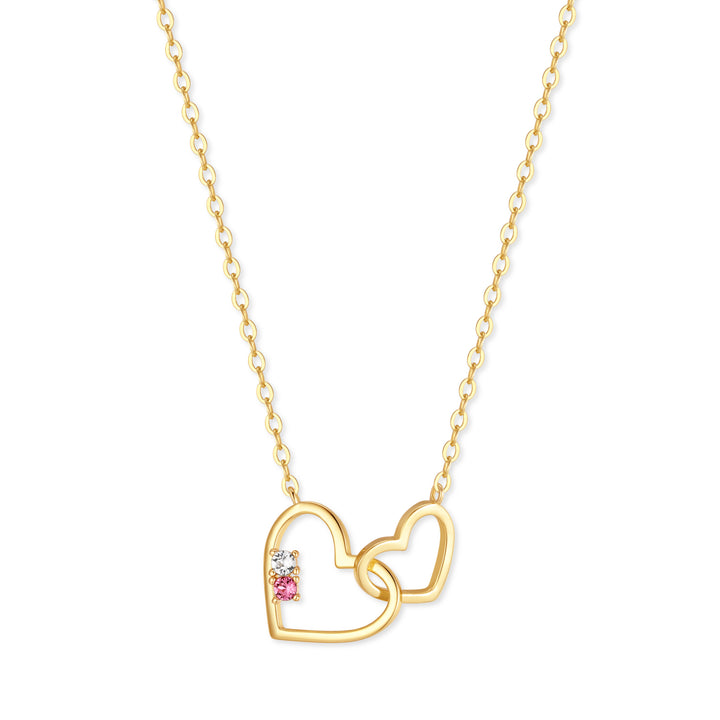 Custom Petite Interlocking Heart Birthstone Necklace