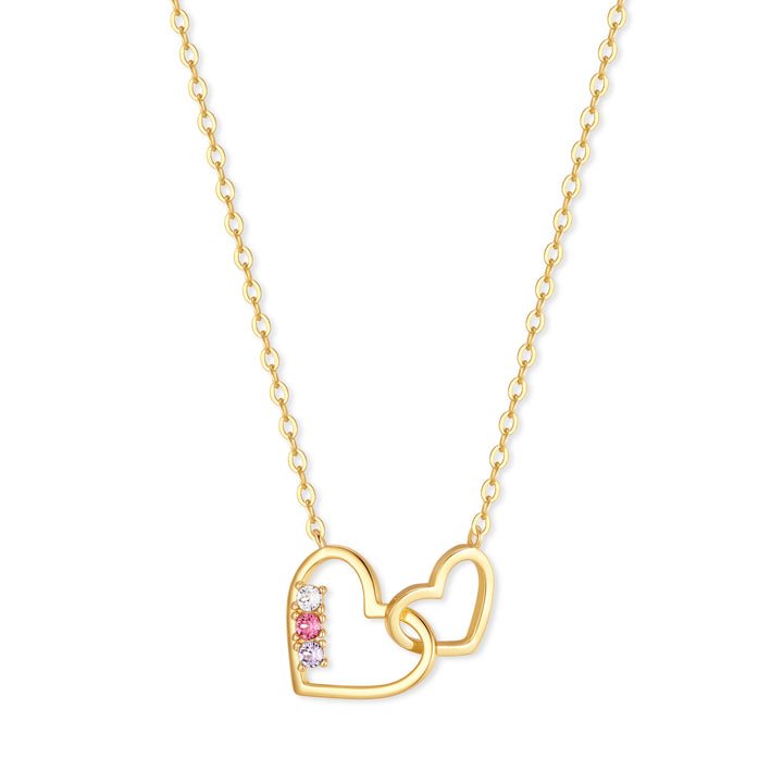 Custom Petite Interlocking Heart Birthstone Necklace