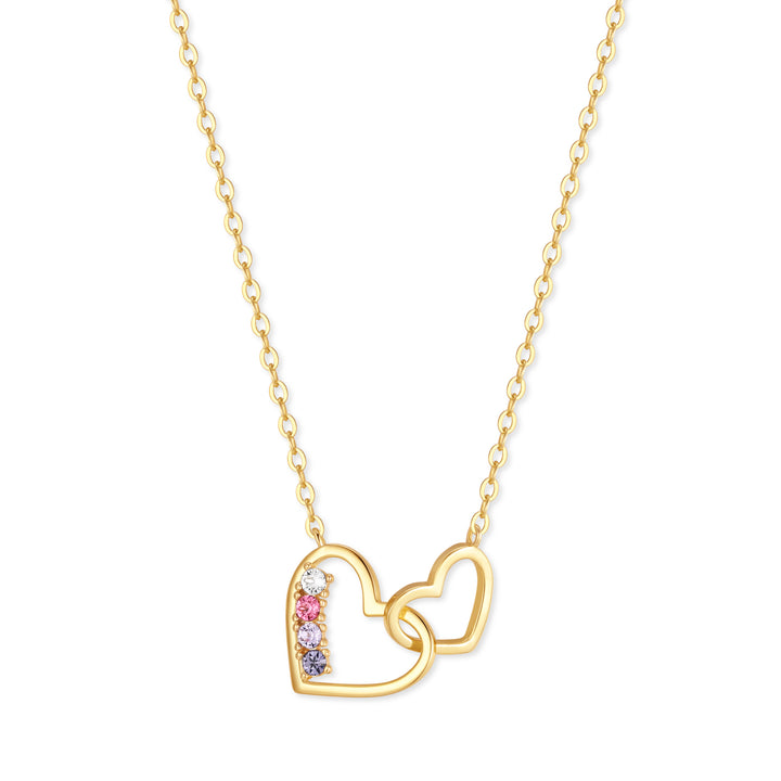 Custom Petite Interlocking Heart Birthstone Necklace