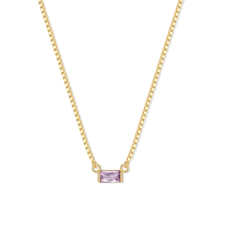 Custom Baguette Birthstone Necklace