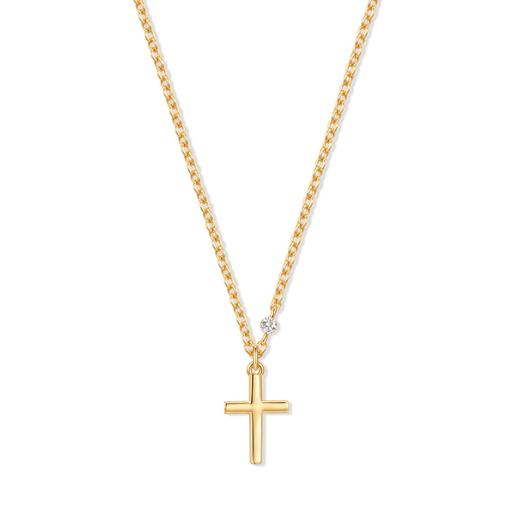 Custom Petite Cross Birthstone Necklace