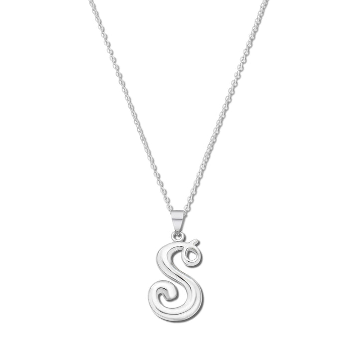 Sterling Silver Script Initial Pendant