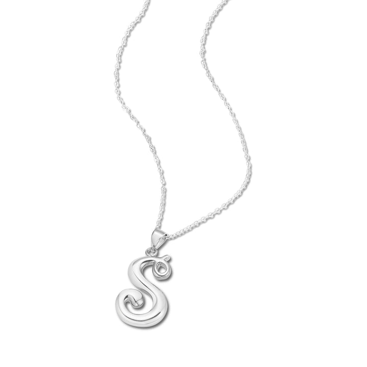 Sterling Silver Script Initial Pendant