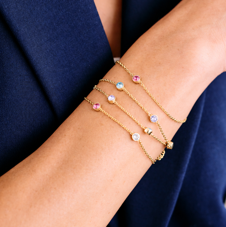Custom Floating Bezel Set Birthstone Bracelet