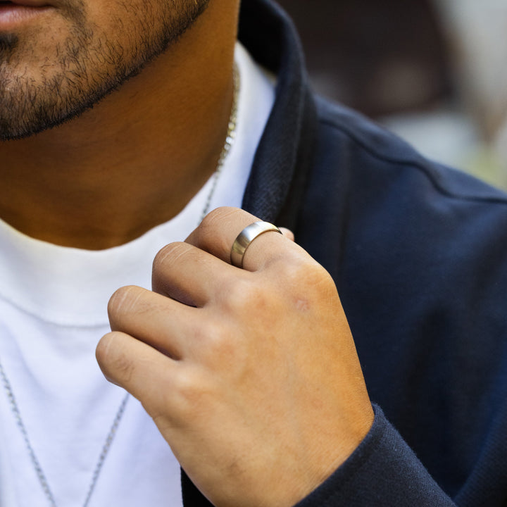 Engravable Brushed Stainless Steel Wedding Band