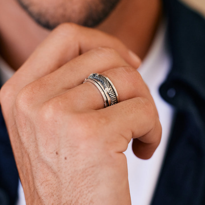 Sterling Silver Dragon Spinner Ring