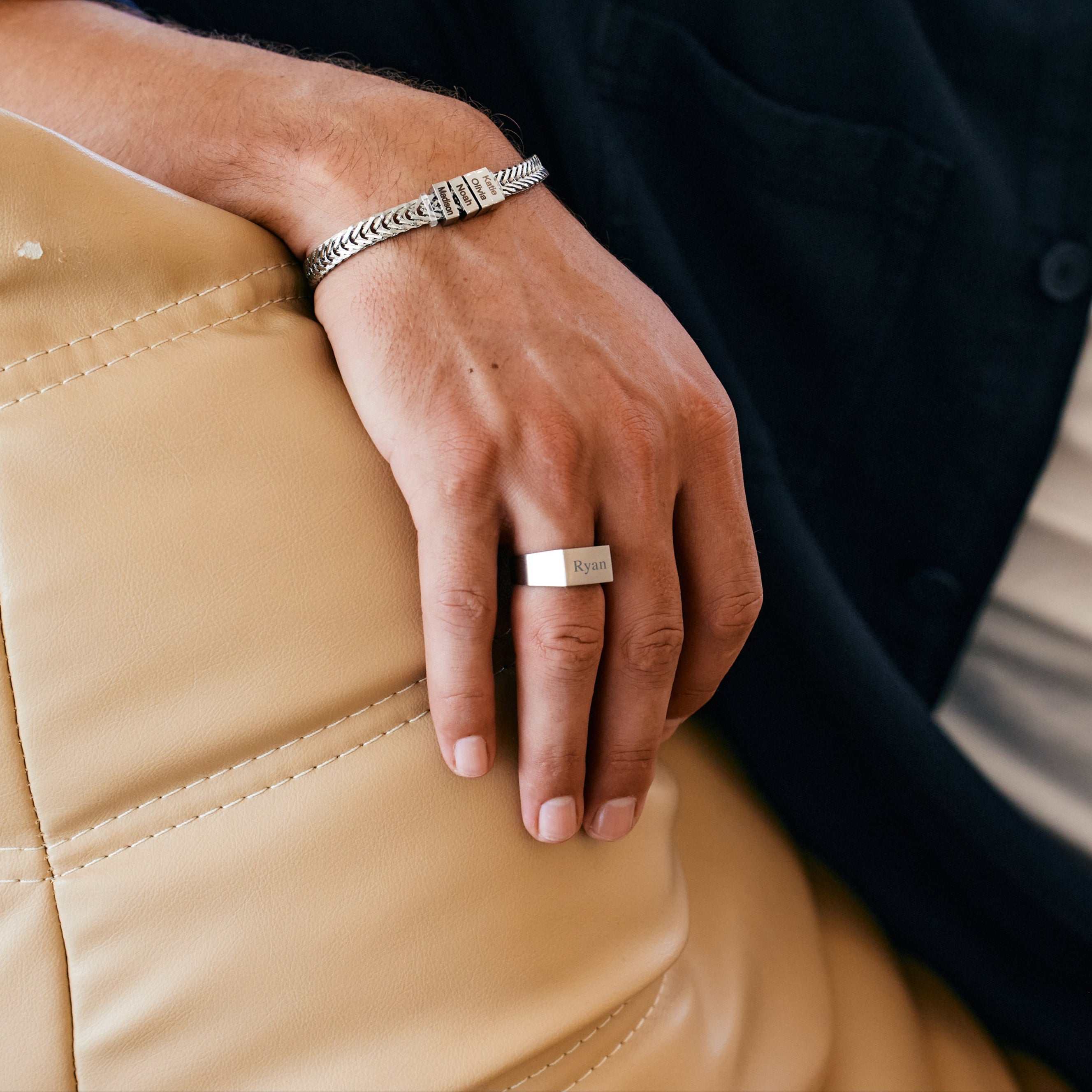 Men's Ribgs Men's Brushed Stainless Steel Rectangle Signet Ring – Mill Rock East