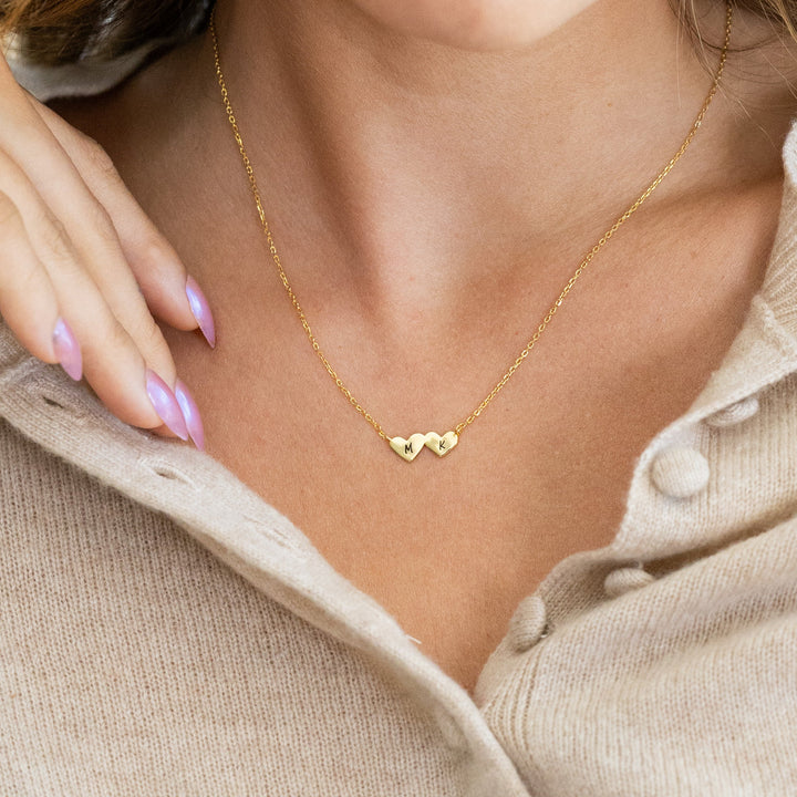 Engravable Petite Couple Initial Heart Necklace