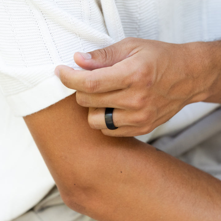 8mm Brushed Finish Black Comfort Fit Tungsten Ring