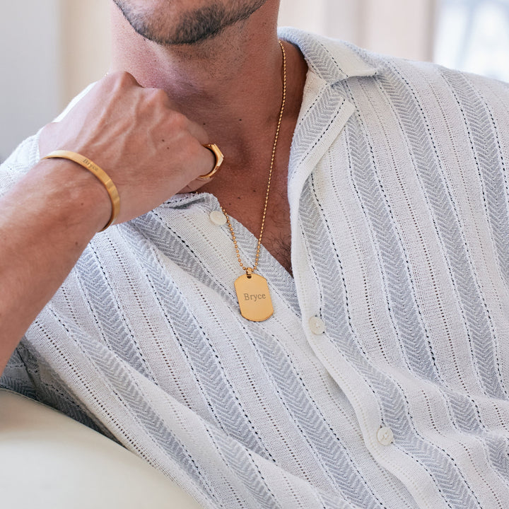 Gold Plated Medium Stainless Steel Dog Tag
