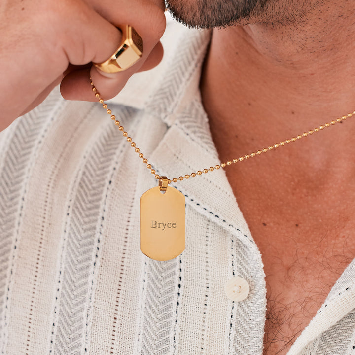 Gold Plated Medium Stainless Steel Dog Tag