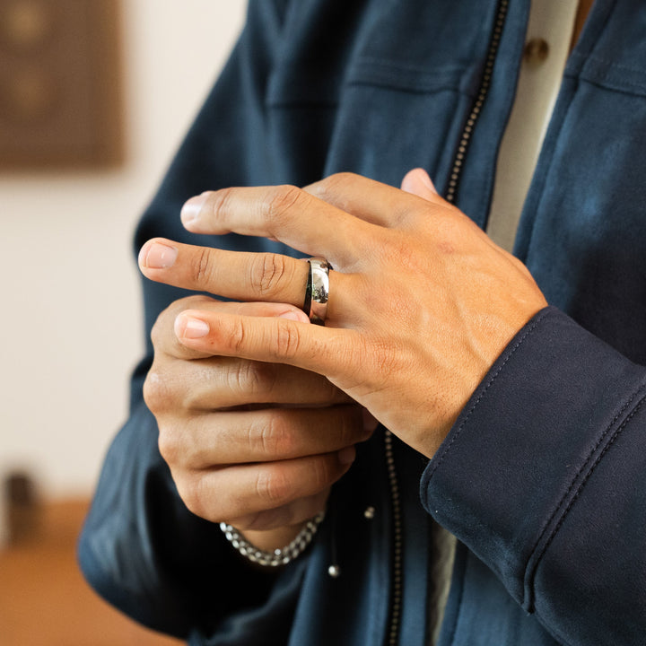 Engraved Silvery Black Solar Eclipse Secret Message Band