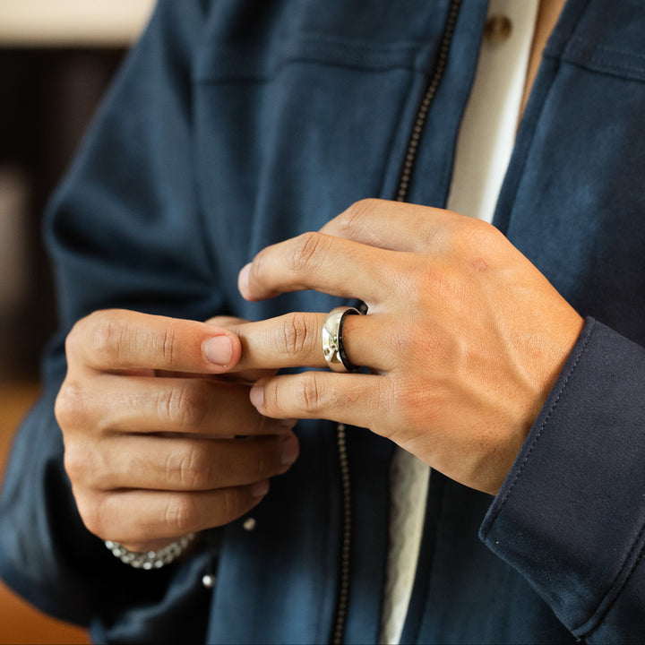 Engraved Silvery Black Solar Eclipse Secret Message Band