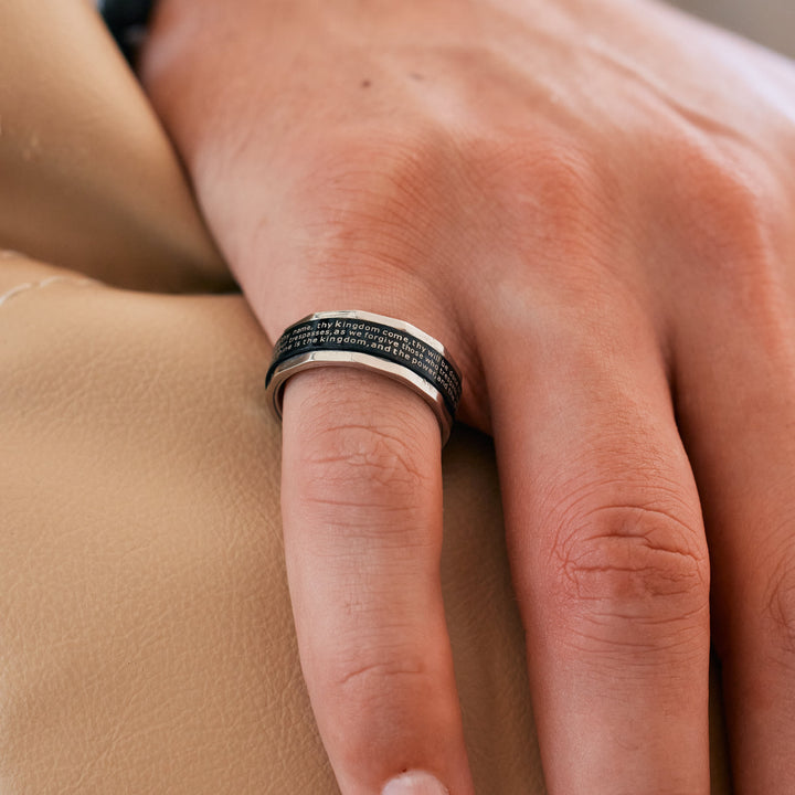 Stainless Steel Lords Prayer Spinner Ring
