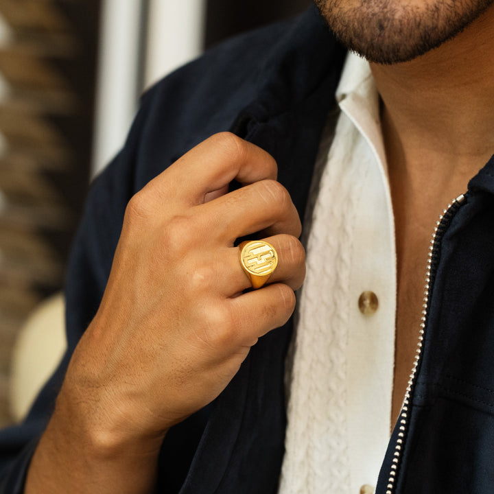 Block Monogram Signet Ring