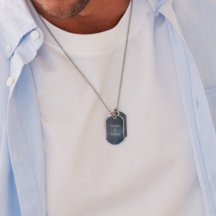 Medium Stainless Steel Double Dog Tag Necklace