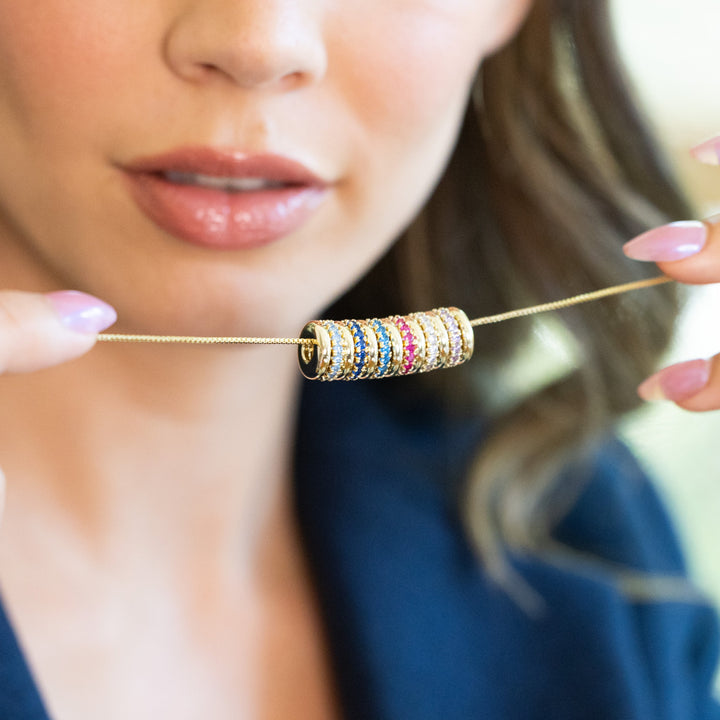 Stackable Custom Birthstone Ring Charm Necklace