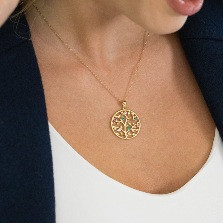 Custom Birthstone Family Tree Necklace