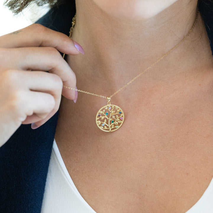 Custom Birthstone Family Tree Necklace