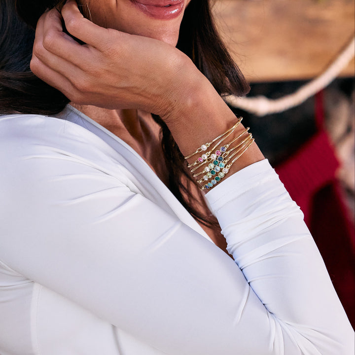Custom Birthstone Bezel Set Bangle