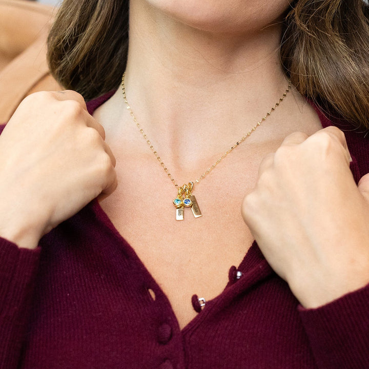 Engravable Birthstone Bar Charm Necklace