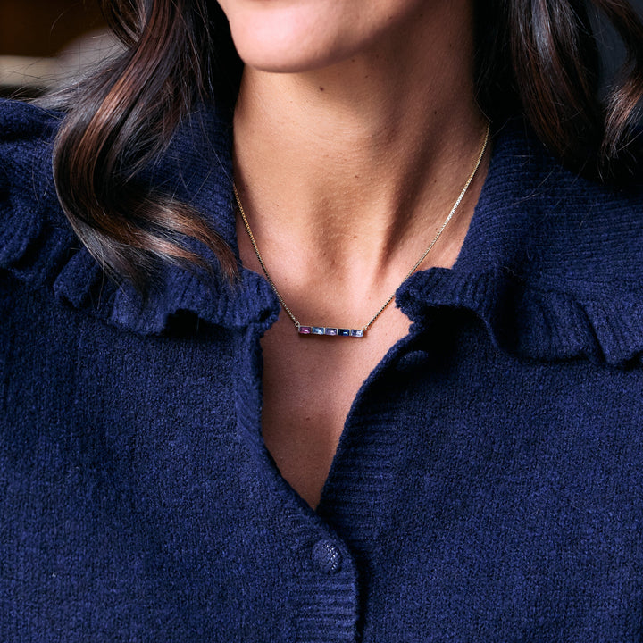 Custom Baguette Birthstone Necklace