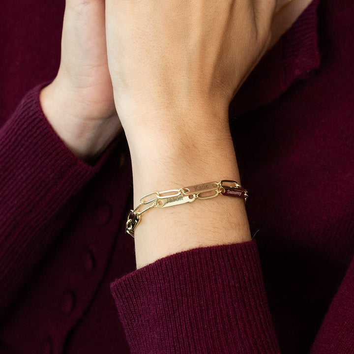 Engravable Paperclip Chain Name Bar Bracelet