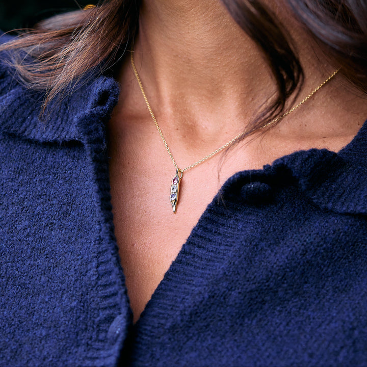 Custom Birthstone Pea in a Pod Necklace