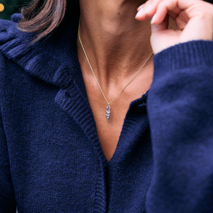 Custom Birthstone Pea in a Pod Necklace