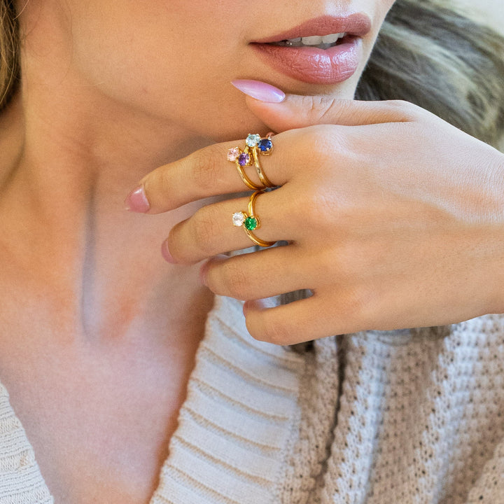 Two Stone Bypass Birthstone Ring
